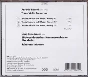 CD Antonio Rosetti: Three Violin Concertos