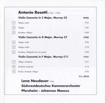 CD Antonio Rosetti: Three Violin Concertos