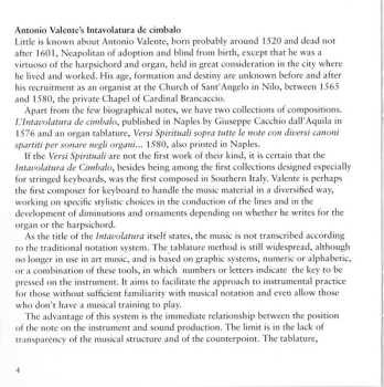CD Antonio Valente: Intavolatura De Cimbalo
