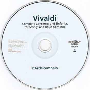 4CD/Doos Antonio Vivaldi: Complete Concertos And Sinfonias For Strings And Basso Continuo
