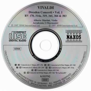 CD Antonio Vivaldi: Dresden Concerti Vol. 1