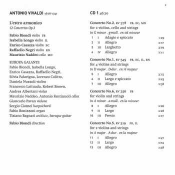 2CD Antonio Vivaldi: L'Estro Armonico