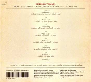 CD Antonio Vivaldi: Sonate A Violino, E Basso Per Il Cembalo (Opus II)