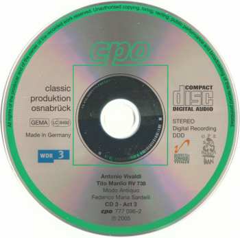 3CD/Doos Antonio Vivaldi: Tito Manlio