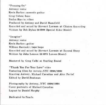 CD Antony And The Johnsons: Thank You For Your Love