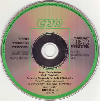 CD Aram Khatchaturian: Cello Concerto; Concerto-Rhapsody