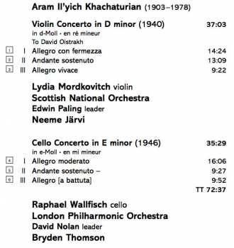 CD Aram Khatchaturian: Violin Concerto; Cello Concerto