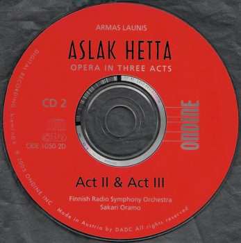 2CD/Doos Sakari Oramo: Aslak Hetta, Opera In Three Acts