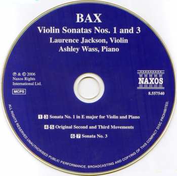CD Arnold Bax: Violin Sonatas  Nos. 1 And 3