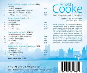 CD Arnold Cooke: The Complete Violin Sonatas