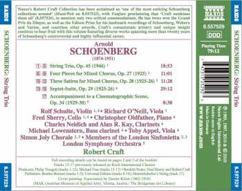 CD The London Symphony Orchestra: String Trio, Op. 45 / Four Pieces For Mixed Chorus, Op. 27 / Three Satires For Mixed Chorus, Op. 28 / Septet-Suite, Op. 29 / Accompaniment To A Cinematographic Scene, Op. 34