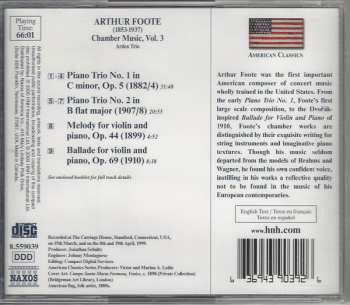CD Arthur Foote: Chamber Music Vol. 3: Piano Trios Nos 1 & 2 • Melody • Ballade