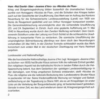 CD Arthur Honegger: Nicolas De Flue