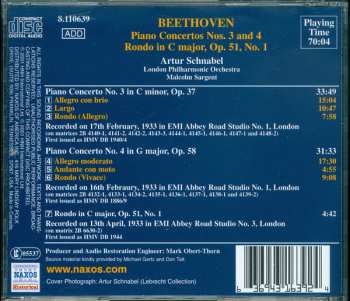 CD Ludwig van Beethoven: Piano Concerto No. 3 ; Piano Concerto No. 4 ; Rondo (Historical Recordings 1933)