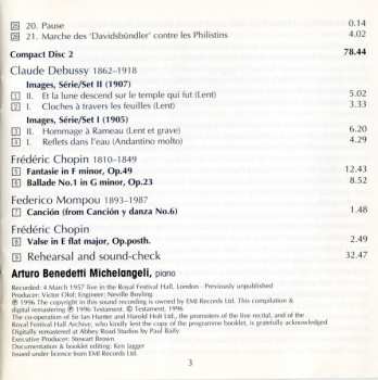 2CD Robert Schumann: Arturo Benedetti Michelangeli · Schumann · Chopin · Debussy · Mompou