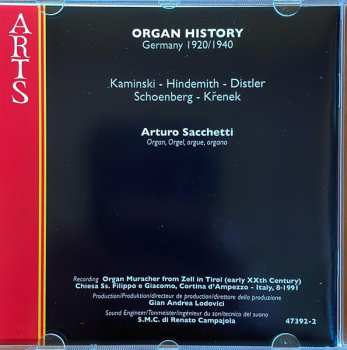 CD Arturo Sacchetti: Organ History - Germany 1920/1940