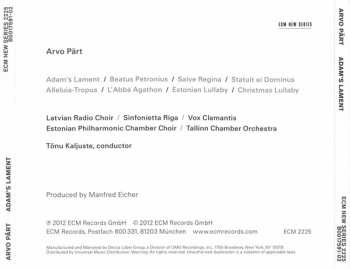 CD Arvo Pärt: Adam's Lament