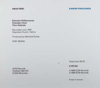 2CD Arvo Pärt: Kanon Pokajanen