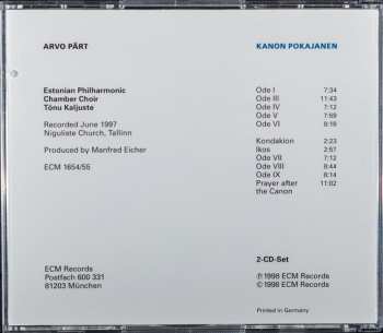 2CD Arvo Pärt: Kanon Pokajanen