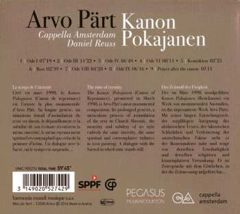 CD Arvo Pärt: Kanon Pokajanen