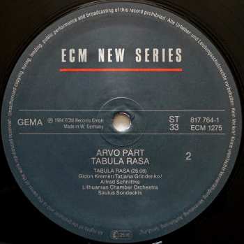 LP Arvo Pärt: Tabula Rasa