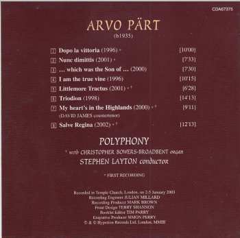 CD Arvo Pärt: Triodion