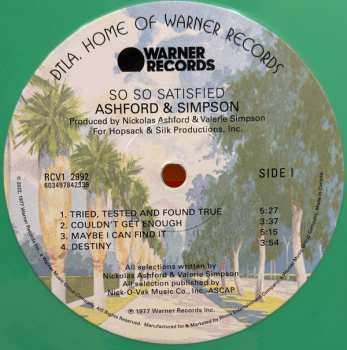 LP Ashford & Simpson: So So Satisfied CLR | LTD