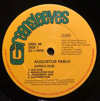 LP Augustus Pablo: Africa Must Be Free By 1983 Dub