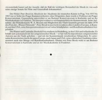 CD Johann Sebastian Bach: Sonatori Chamber Duo Peter Brock Flute Berthold Fritz Harpsichord