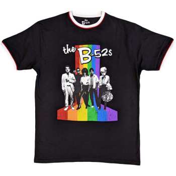 Merch B52s: Ringer T-shirt Rainbow Stripes Ringer