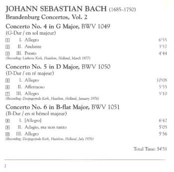 CD Johann Sebastian Bach: The Brandenburg Concertos, Vol. 2 - Nos. 4, 5 & 6