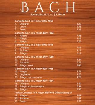 2CD Johann Sebastian Bach: Sonya Bach Plays J.S. Bach: Keyboard Concertos; Italian Concerto
