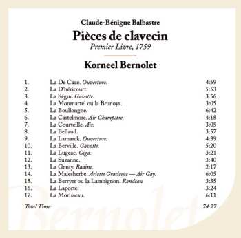 SACD Claude Balbastre: Pièces De Clavecin (Premier Livre, 1759)