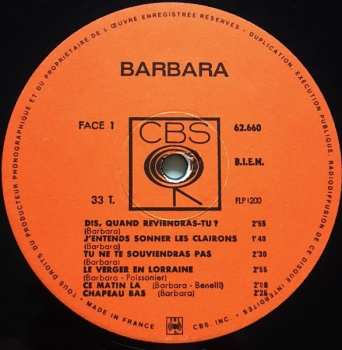 LP Barbara: Dis, Quand Reviendras-tu ?