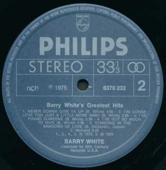 LP Barry White: Barry White's Greatest Hits