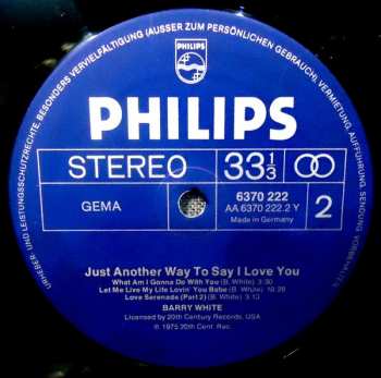 LP Barry White: Just Another Way To Say I Love You