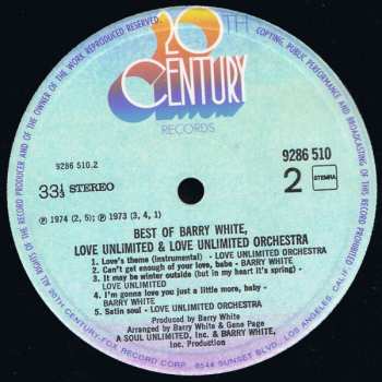 2LP Love Unlimited Orchestra: Best Of Barry White, Love Unlimited & Love Unlimited Orchestra