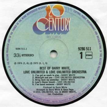 2LP Love Unlimited Orchestra: Best Of Barry White, Love Unlimited & Love Unlimited Orchestra