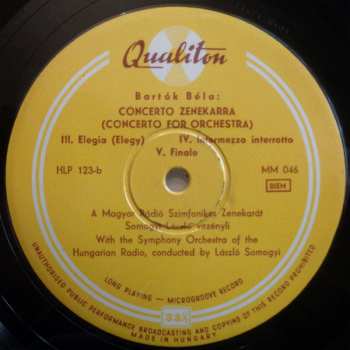 LP Béla Bartók: Concerto Zenekarra