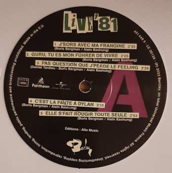 2LP Alain Bashung: Live '81 CLR