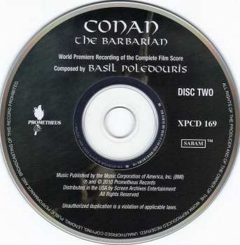 2CD The City Of Prague Philharmonic: Conan The Barbarian (World Premiere Recording Of The Complete Score)