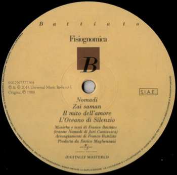 LP Franco Battiato: Fisiognomica