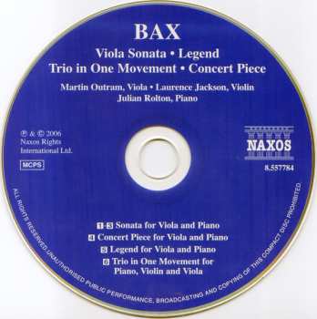 CD Arnold Bax: Viola Sonata • Trio In One Movement