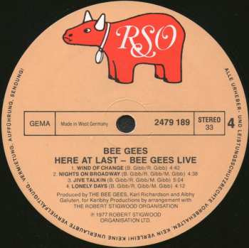 2LP Bee Gees: Here At Last... Bee Gees ...Live