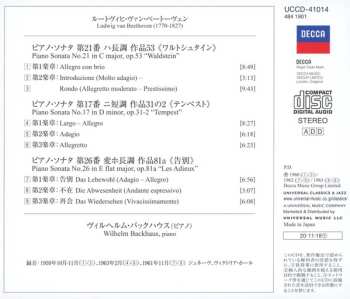CD Ludwig van Beethoven: The Piano Sonatas Nos.21 "Waldstein", 17 "Tempest" & 26 "Les Adieux" LTD