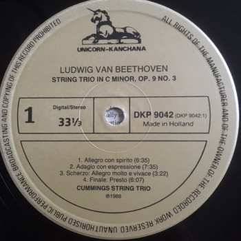 LP Ludwig van Beethoven: String Trios (Volume 1)