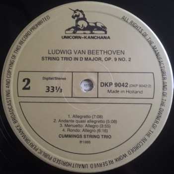LP Ludwig van Beethoven: String Trios (Volume 1)