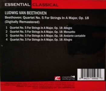 CD Ludwig van Beethoven: Quartet No. 5 For Strings In A Major, Op. 18