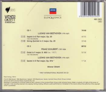 2CD Ludwig van Beethoven: Septet In E Flat Major, Op. 20 - String Quintet In C Major, Op. 29 - Sextet In E Flat Major, Op. 81b - Octet In F Major, D.803