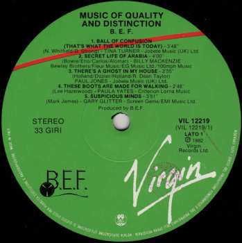LP British Electric Foundation: Music Of Quality And Distinction Volume One
